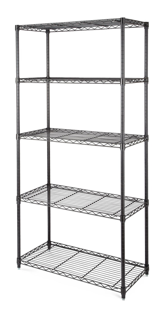 type A Metal 5-Tier Adjustable Wire Shelving Storage Unit, Black