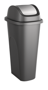 type A Plastic Rectangular Swing Lid Garbage Can, Black/Grey, 42-L