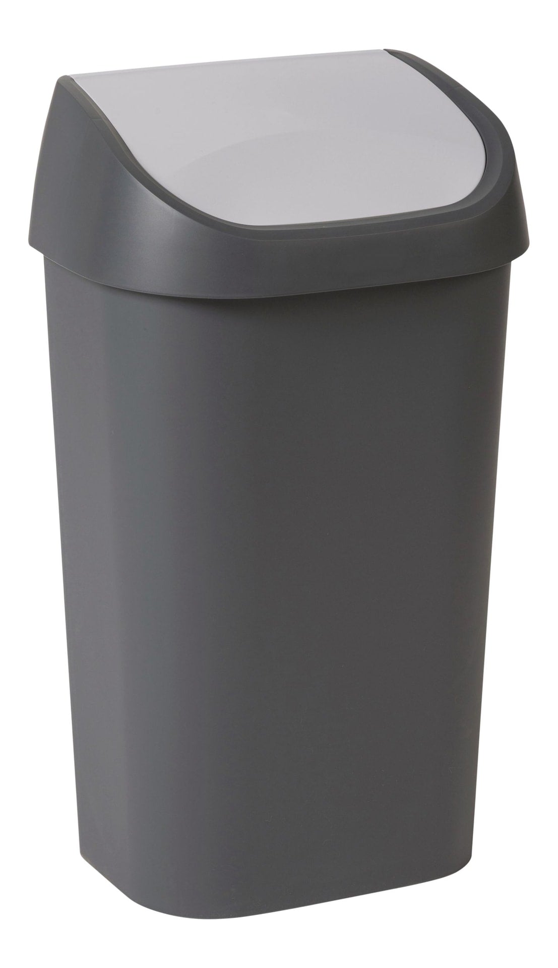 type A Plastic Rectangular Swing Lid Garbage Can, Black/Grey, 50-L