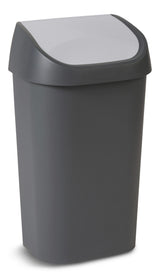 type A Plastic Rectangular Swing Lid Garbage Can, Black/Grey, 50-L image 2