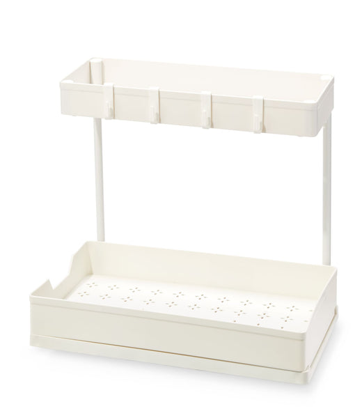 type A Prima Under-the-Sink 2-Tier Organizer with Drawer, White