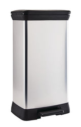 type A Slim Silver Plastic Rectangular Step Garbage Can, 50-L