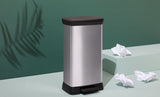 type A Slim Silver Plastic Rectangular Step Garbage Can, 50-L image 2