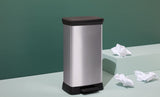 type A Slim Silver Plastic Rectangular Step Garbage Can, 50-L image 3