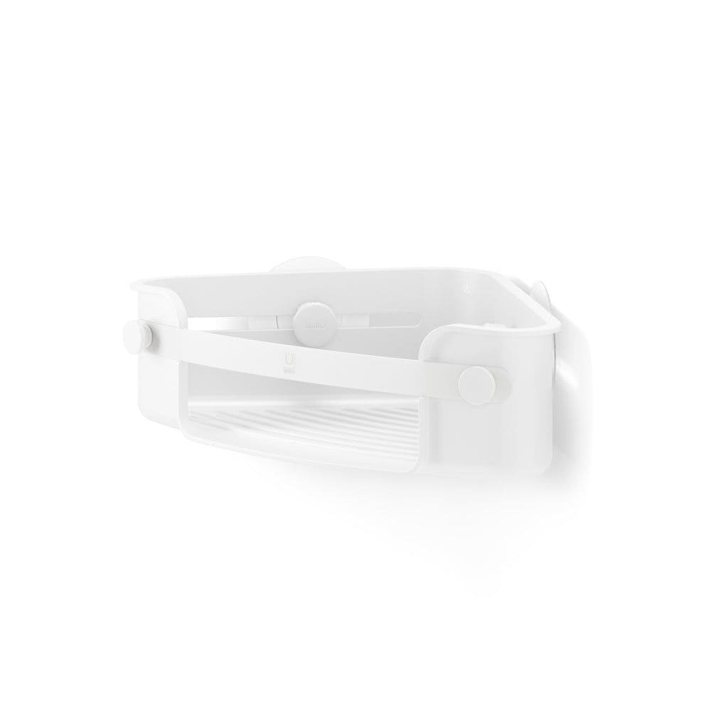 Umbra Flex Gel-Lock Rust-Resistant Corner Shower Caddy, with Hooks, White