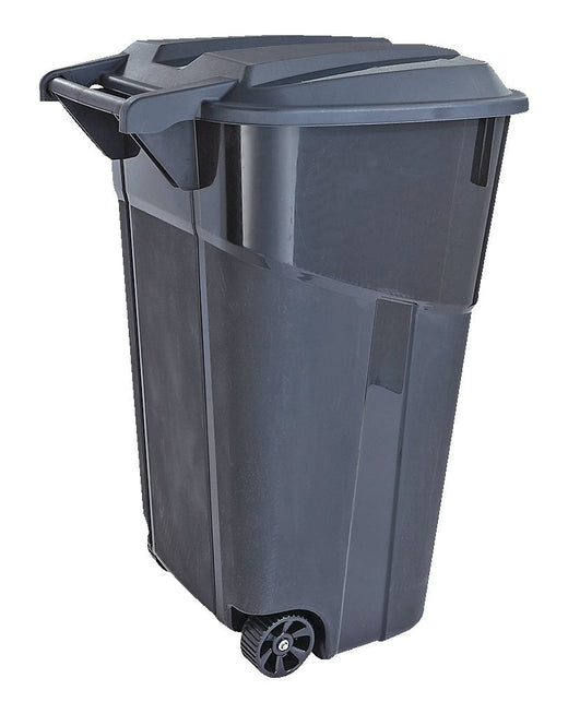 United Solutions Plastic Rectangular Wheeled Outdoor Garbage Can, Black, 121-L (32 US gal)