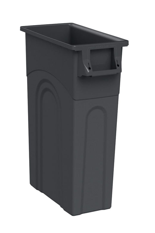 United Solutions Plastic Tall Slim Rectangular Garbage Can, Black, 87-L