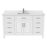 Urban Bathe Terrence Undermount Single Sink Stone Top Bathroom Vanity with Drawer & Cabinet Organizer, White, 60-in
