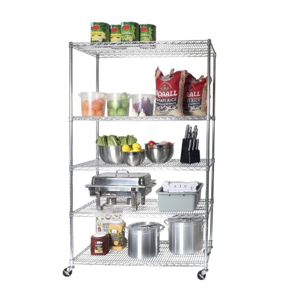 Vancouver Classics 5-Tier Heavy Duty Shelving, 48-in x 24-in x 72-in, Chrome