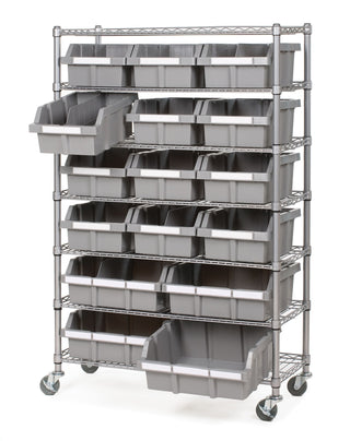 Vancouver Classics 7-Tier NSF 16-Bin Rack Shelving, 36-in x 14-in x 56-in