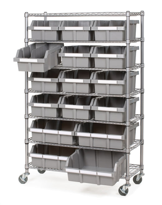 Vancouver Classics 7-Tier NSF 16-Bin Rack Shelving, 36-in x 14-in x 56-in