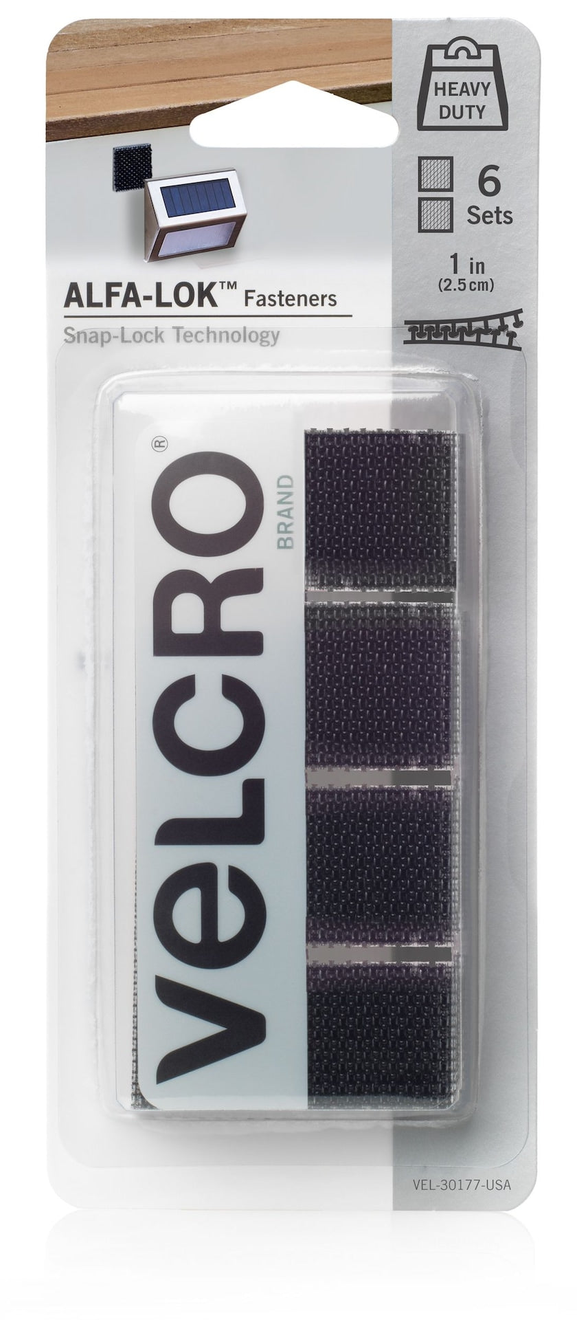 Velcro Alfa Lok 6-Set 15-lb Black Heavy Duty Fasteners with Snap-Lock Technology