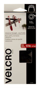 Velcro Industrial Strength Low Profile Heavy Duty Tape, Black, 10-lbs, 3-ft x 1-in, 1-pk