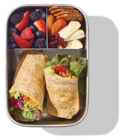 Vida by PADERNO 3-Compartment Stainless Bento Lunch Box Food Storage Container, Blue, 1.3-L