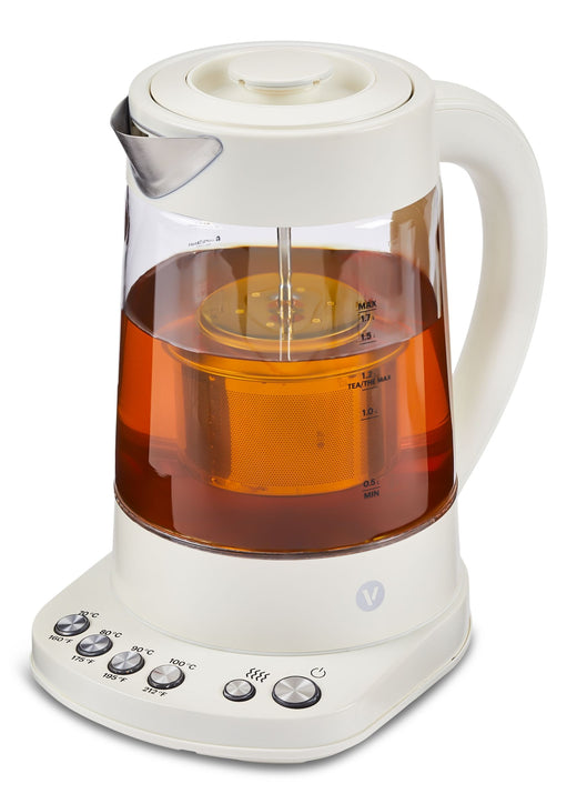 Vida by PADERNO Colour Series Electric Variable Temperature Steeping Kettle, Shortbread, 1.7-L