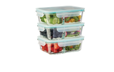 Vida by PADERNO Glass Clip Food Storage Container Set with Compartments and Leakproof Lids, 3 Count