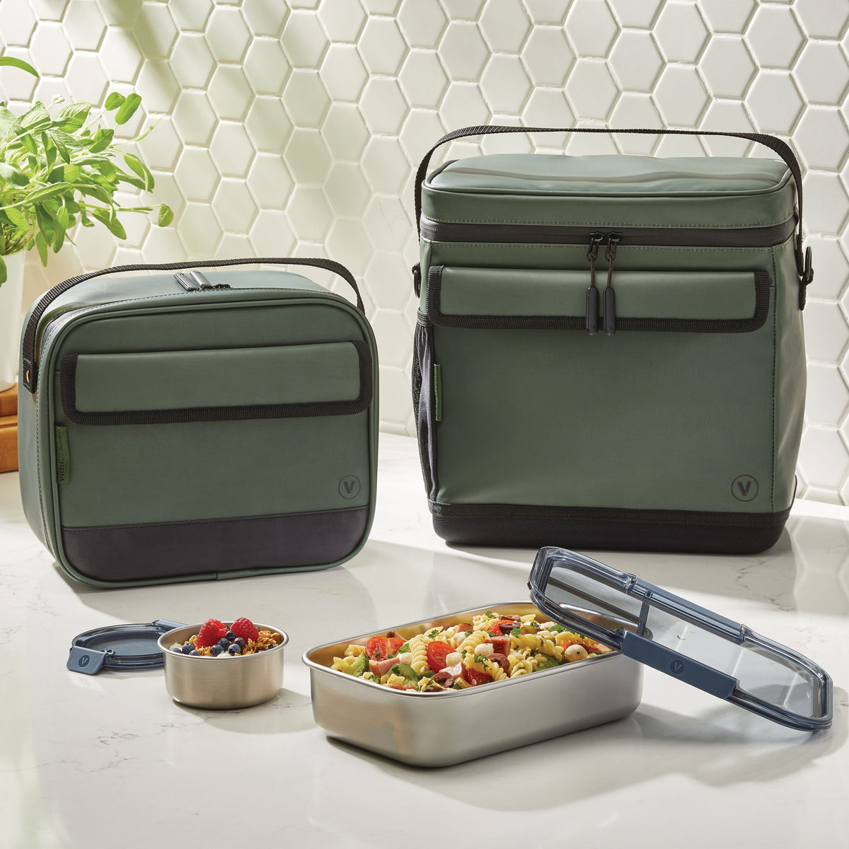 Vida by PADERNO Insulated Food Storage Lunch Bag, X-Large, Green, BPA-Free