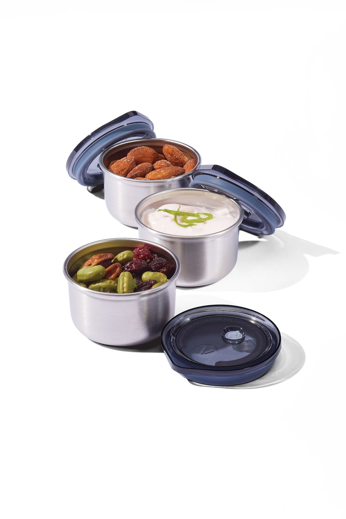 Vida by PADERNO Leakproof Stainless Steel Mini Food Storage Pots and Lids, 3 Count