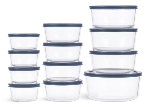 Vida by PADERNO Round Glass Food Storage Container Set with Lids, 24-pc