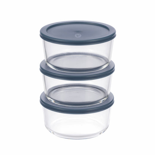 Vida by PADERNO Round Glass Food Storage Container Set with Lids, 6-pc