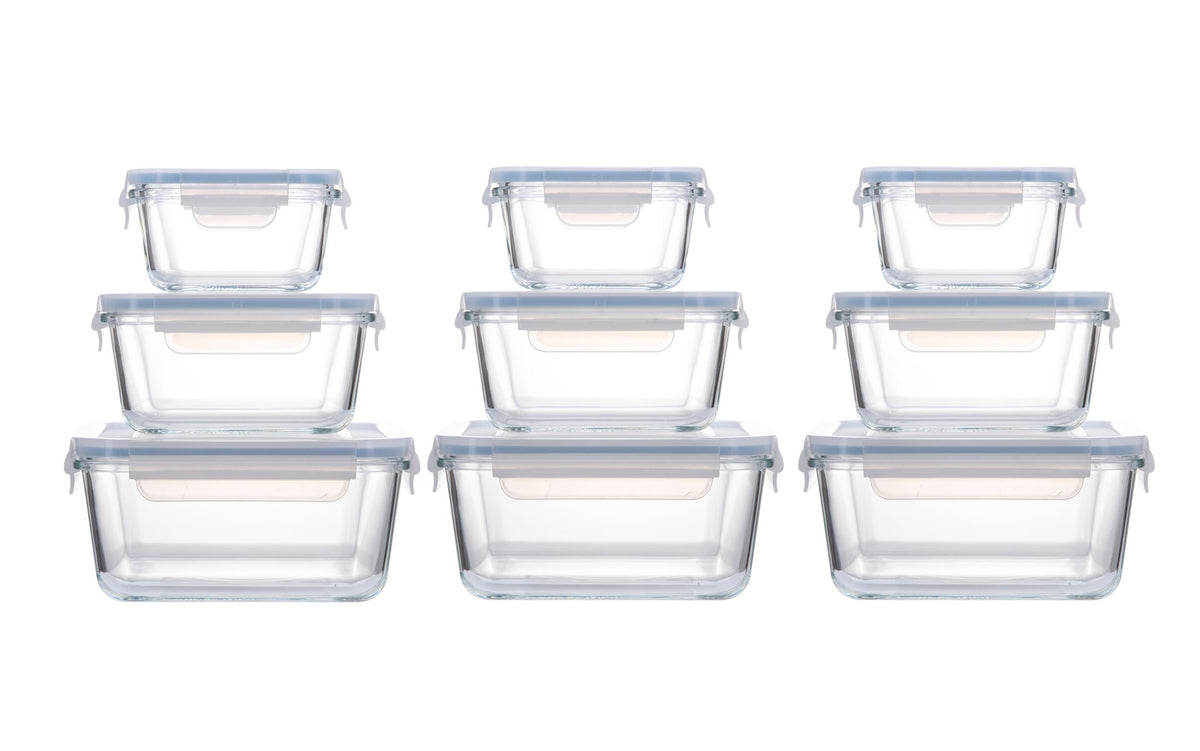 Vida By Paderno Square Glass Food Storage Container Set, 18-pc