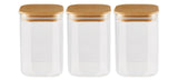 Vida by PADERNO Square Glass Pantry Storage Container Set with Airtight Bamboo Lid, 3 Count