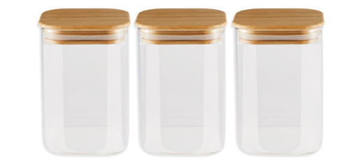Vida by PADERNO Square Glass Pantry Storage Container Set with Airtight Bamboo Lid, 3 Count