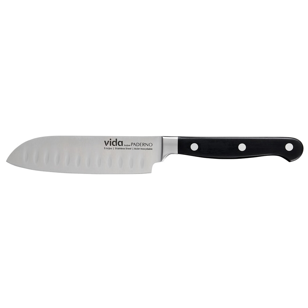 Vida by PADERNO Stainless Steel Triple Rivet Santoku Knife, Ergonomic Grip, 5-in