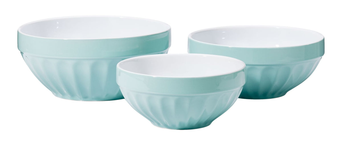 Vida by PADERNO White/Blue Ceramic Mixing Bowl Set, 3-pc
