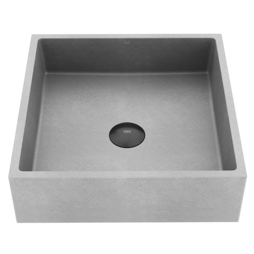VIGO Alhambra Gothic Concreto Stone 15x15-in Deep Grey Bathroom Sink/Basin with Square Vessel