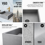 VIGO Alhambra Gothic Concreto Stone 15x15-in Deep Grey Bathroom Sink/Basin with Square Vessel image 2