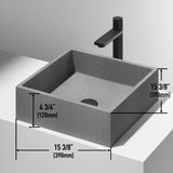 VIGO Alhambra Gothic Concreto Stone 15x15-in Deep Grey Bathroom Sink/Basin with Square Vessel image 3