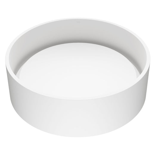 VIGO Anvil Matte Stone Round Composite Vessel Bathroom Sink/Basin with Deep Bowl, White