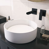 VIGO Anvil Matte Stone Round Composite Vessel Bathroom Sink/Basin with Deep Bowl, White image 5