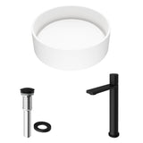 VIGO Anvil MatteStone Round White Composite Bathroom Sink/Basin Set with Gotham Faucet and Pop-Up Drain image 2