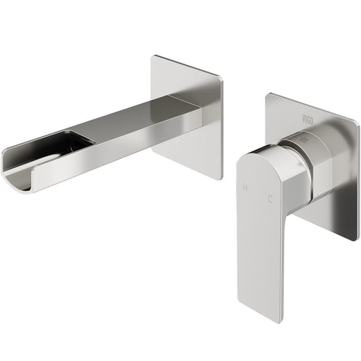 VIGO Atticus Brushed Nickel Wall Mount Bathroom Faucet