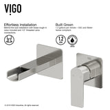 VIGO Atticus Brushed Nickel Wall Mount Bathroom Faucet image 2