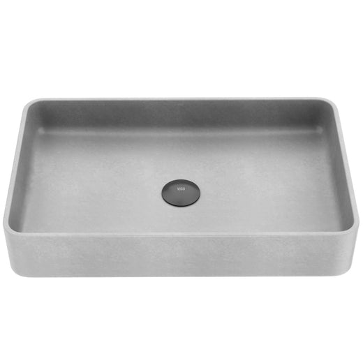 VIGO Basilica Gothic ConcretoStone 23x14-in Deep Grey Bathroom Sink/Basin with Rectangular Vessel