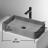 VIGO Basilica Gothic ConcretoStone 23x14-in Deep Grey Bathroom Sink/Basin with Rectangular Vessel image 3