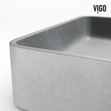 VIGO Basilica Gothic ConcretoStone 23x14-in Deep Grey Bathroom Sink/Basin with Rectangular Vessel image 8