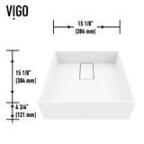 VIGO Bryant MatteStone 15x15-in Deep White Bathroom Sink/Basin with Square Vessel image 4