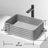 VIGO Cadman ConcretoStone 18-in Deep Grey Bathroom Sink/Basin with Rectangular Fluted Vessel image 3
