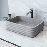 VIGO Cadman ConcretoStone 18-in Deep Grey Bathroom Sink/Basin with Rectangular Fluted Vessel image 5