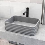 VIGO Cadman ConcretoStone 18-in Deep Grey Bathroom Sink/Basin with Rectangular Fluted Vessel image 6