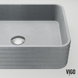 VIGO Cadman ConcretoStone 18-in Deep Grey Bathroom Sink/Basin with Rectangular Fluted Vessel image 8