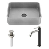 VIGO Cadman ConcretoStone Grey Bathroom Sink/Basin Set with Lexington Faucet and Rectangular Vessel image 2