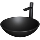 VIGO Cavalli MatteShell Matte Black Bathroom Sink/Basin Set with Gotham Faucet and Round Glass Vessel