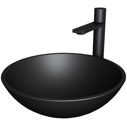 VIGO Cavalli MatteShell Matte Black Bathroom Sink/Basin Set with Gotham Faucet and Round Glass Vessel
