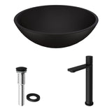 VIGO Cavalli MatteShell Matte Black Bathroom Sink/Basin Set with Gotham Faucet and Round Glass Vessel image 2