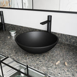 VIGO Cavalli MatteShell Matte Black Bathroom Sink/Basin Set with Gotham Faucet and Round Glass Vessel image 8